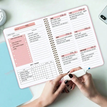 Spiral Undated A5 Weekly Notebook Planner Agenda Office School Supplies Record Daily Plan to