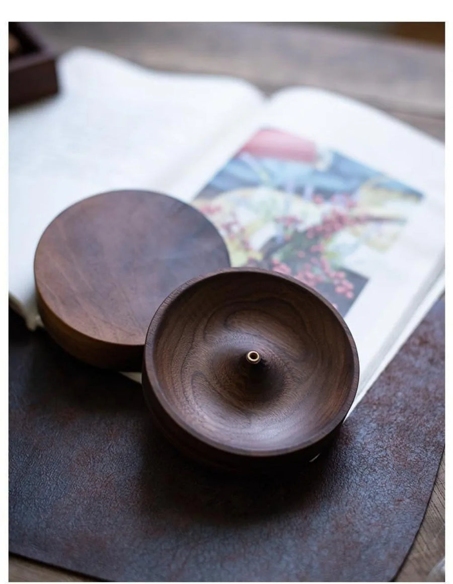 Solid Wood Incense Burner Tray Multi-Hole Design Ash-Catching Calm and Meditative Wooden