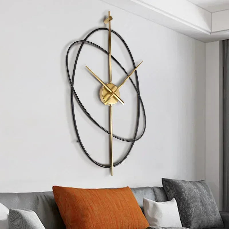 Simple Iron Wall Clock Metal Oval Clocks Home Decor Modern Design Art Silent Paint Craft Living