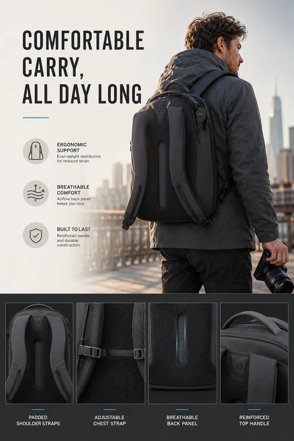 Camera Backpack 16L 22L Water-Resistant Photography Bag