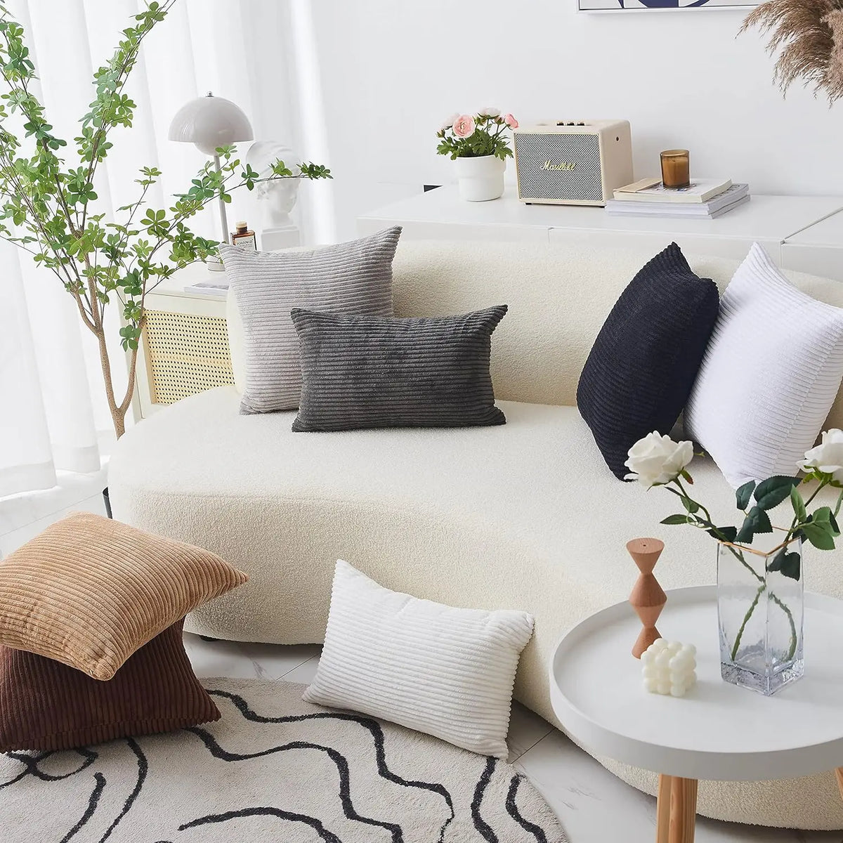 Corduroy Striped Cushion Cover 30x50/40/45/50/55/60cm Soft Comfortable Throw Pillow Case For