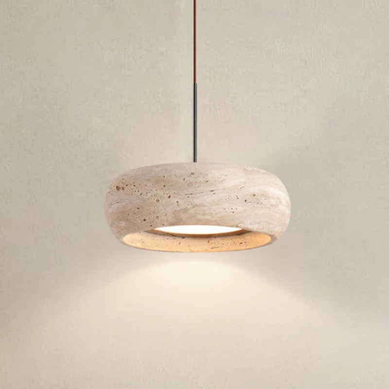 Japanese Wabi Sabi Stone Pendant Lamp Bedroom Bedside Table Light Natural Stone 3000K Warm Nordic