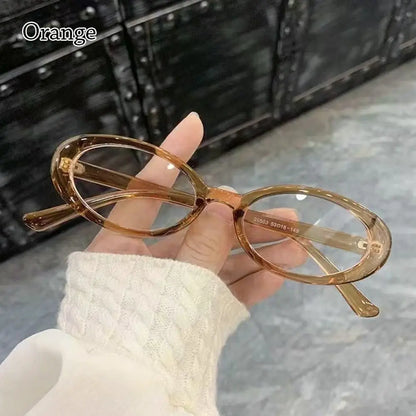 Y2K Retro Oval Frame Glasses Women Female Sweet Cool Eyewear Trend Reading Computer Anti Blue