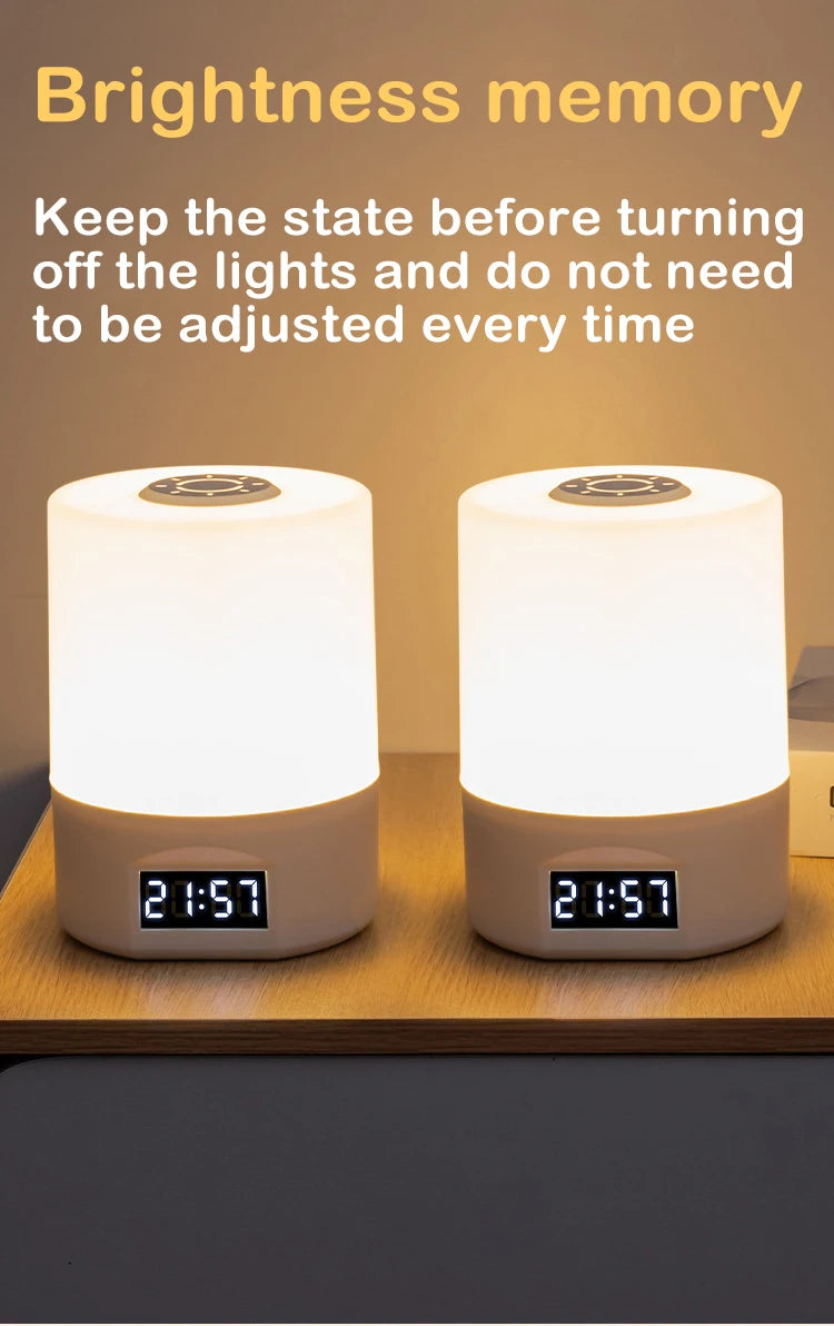 LED Desk Lamp with Clock – USB Rechargeable Touch Dimmer Bedside