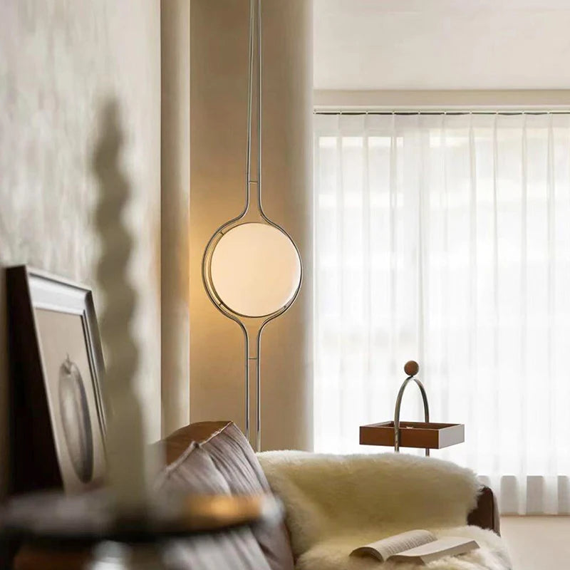 Acrylic Ball LED Floor Lamp Chrome Metal Standing Light Living Room Bedside Hotel Home Decoration