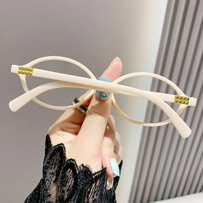 Y2K Retro Oval Frame Glasses Women Female Sweet Cool Eyewear Trend Reading Computer Anti Blue