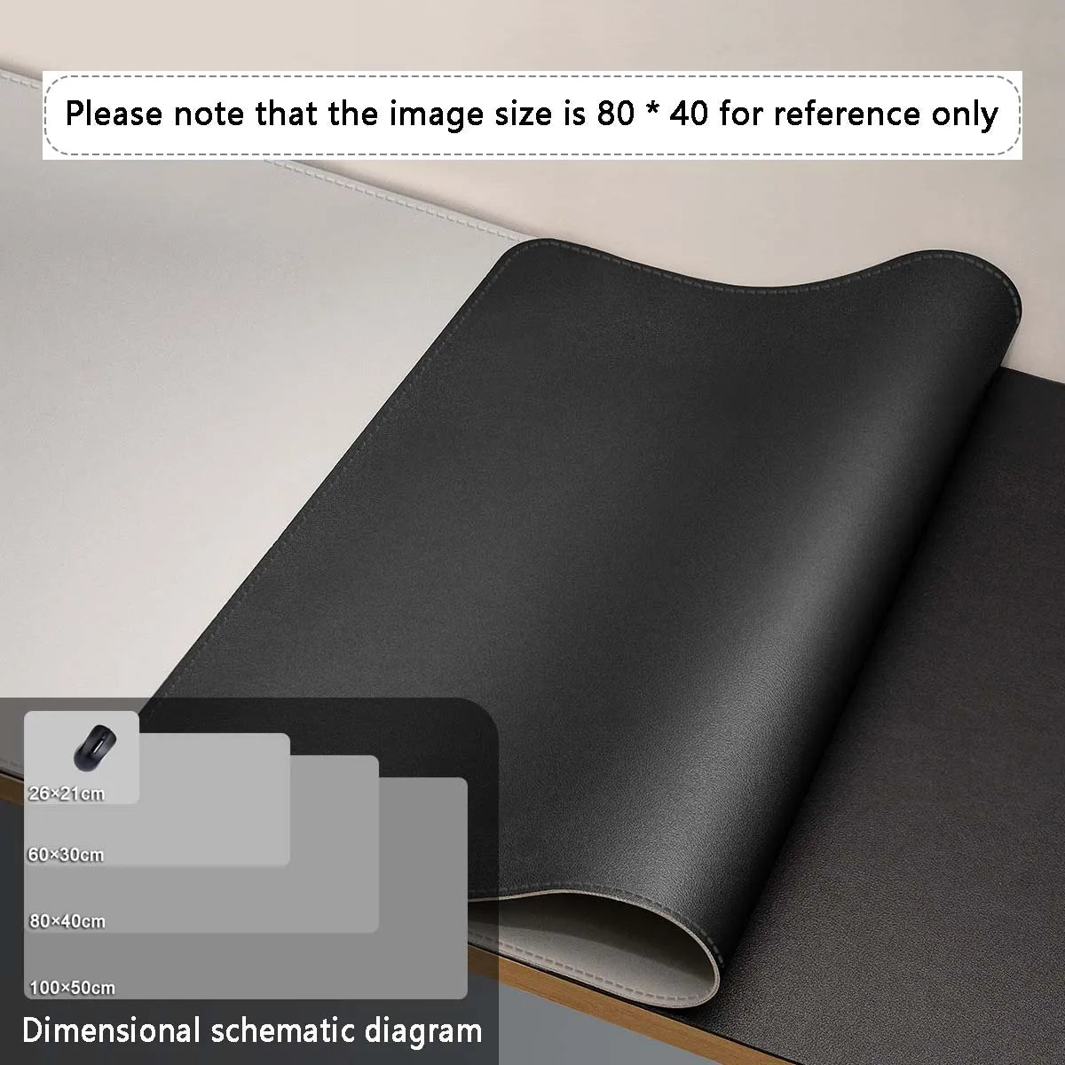 Two-Tone PU Leather Desk Mat – Large Waterproof Mouse Pad