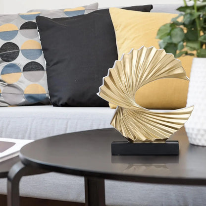 Modern Abstract Sculpture Art Deco Decor Gold Ocean Wave Large Home Accents Statue for Men Office