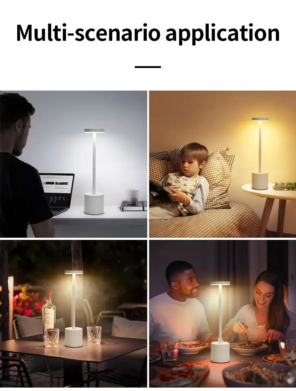 USB Rechargeable Desk Lamp – Touch Stepless Dimmer 3 Colour Modes