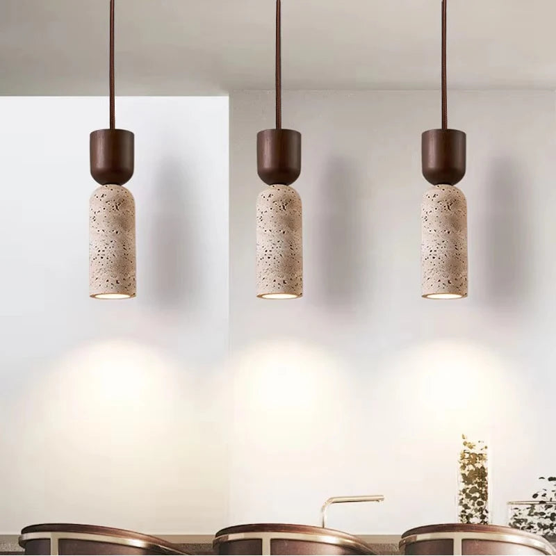 Japanese Designer Stone Bedside Chandelier French Vintage Pendant Light Bedroom Yellow Burgundy