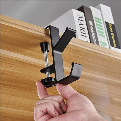 Punch-Free Desk Hook Under-Desk Bag Hanger Aluminium Portable