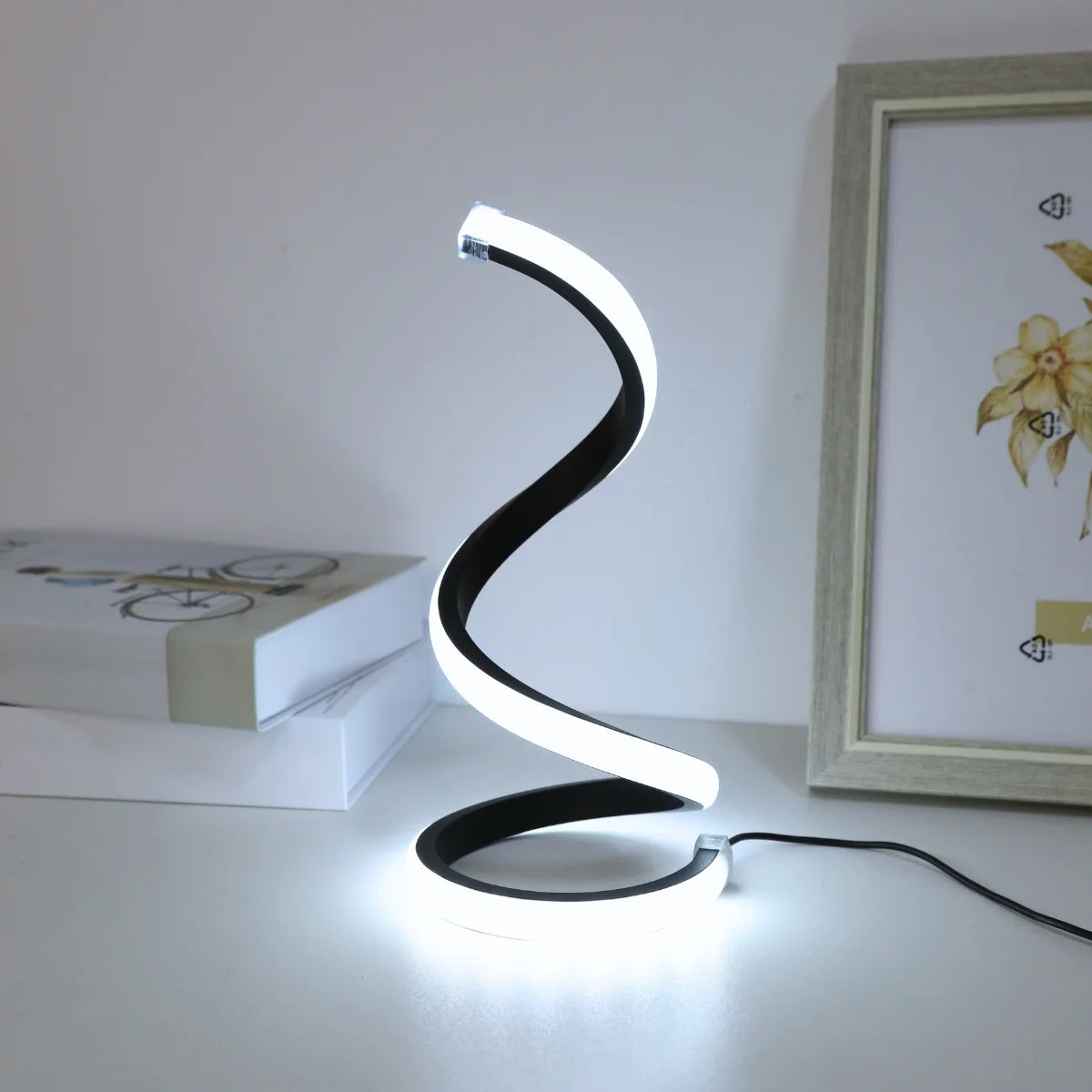 LED Spiral Desk Lamp Modern Three Color Dimming USB Power Button Switch Bedroom Bedside Study Home