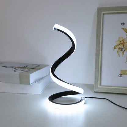 LED Spiral Desk Lamp Modern Three Color Dimming USB Power Button Switch Bedroom Bedside Study Home