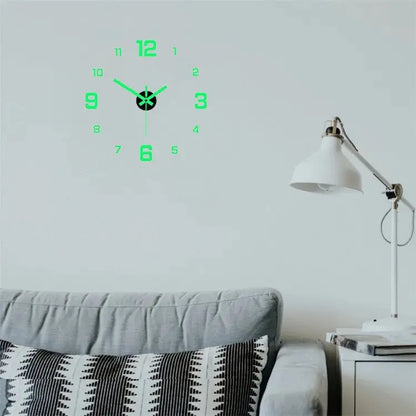 Luminous Digital Wall Sticker Clock Punch-Free Setup DIY European Style Silent Movement Acrylic