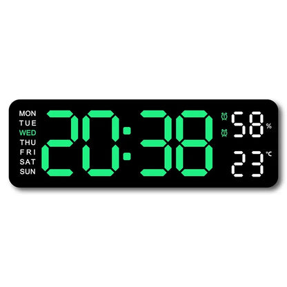 9" LED Digital Wall and Alarm Clock Temp and Humidity Display Auto Dimmer USB Powered