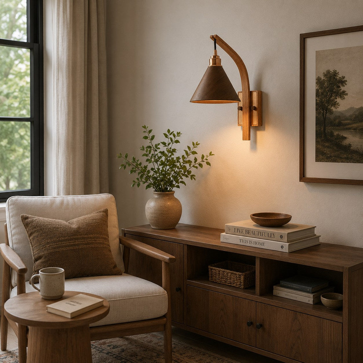 Scandinavian Modern Wall Light Wall Mounted Wooden Arm