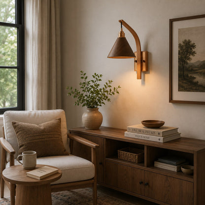 Scandinavian Modern Wall Light Wall Mounted Wooden Arm