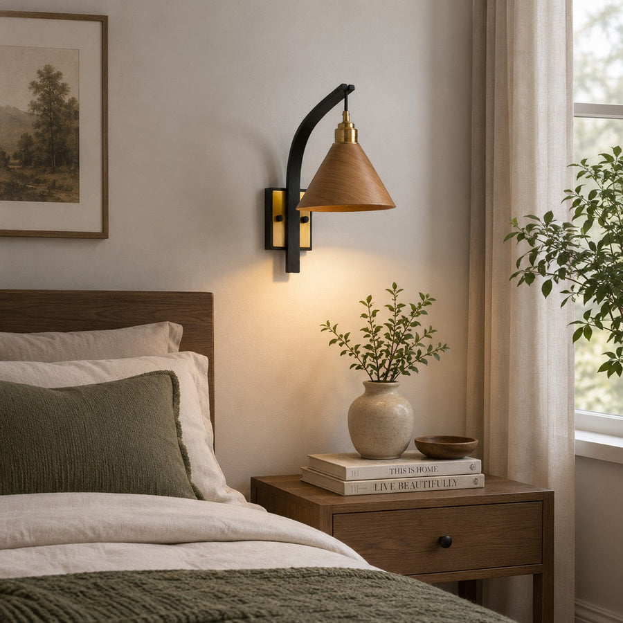Scandinavian Modern Wall Light Wall Mounted Wooden Arm
