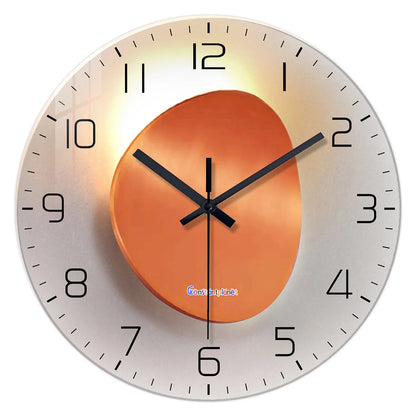 Light Luxury and Shadow Flat Pattern Tempered Glass Wall Clock for Living Room Bedroom Kitchen