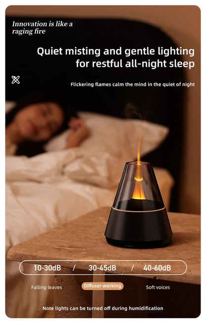 Flame Aroma Diffuser and Humidifier Realistic Effect Automatic Spray Remote Control