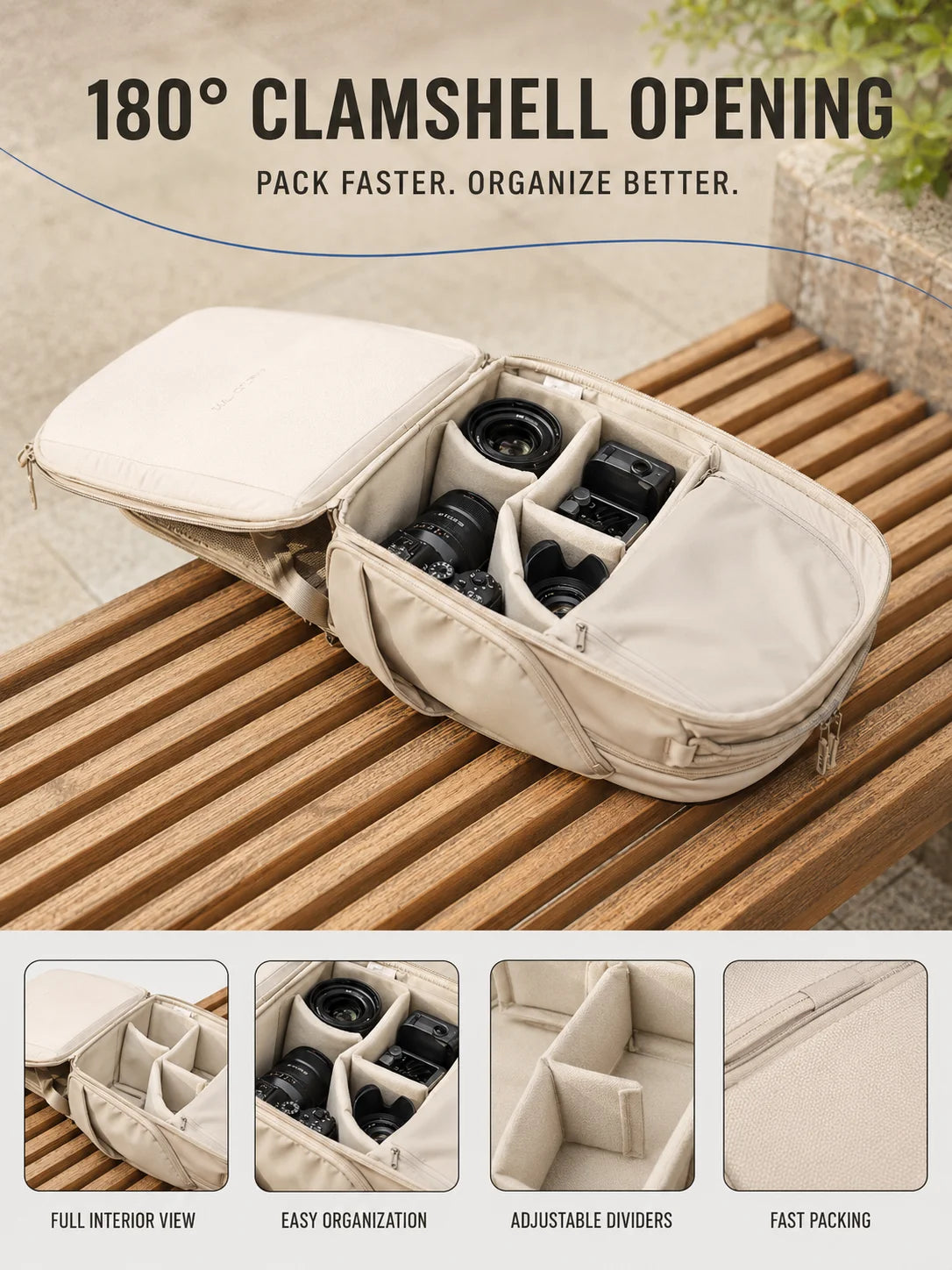 Camera Backpack 16L 22L Water-Resistant Photography Bag