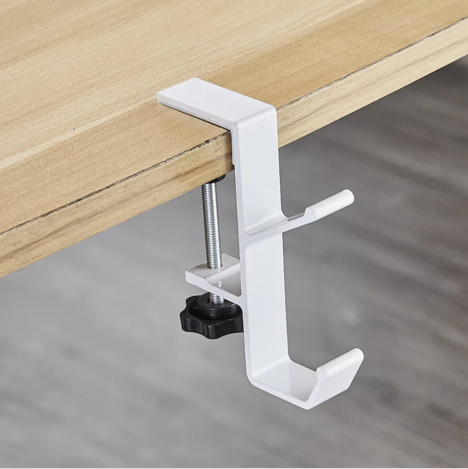 Punch-Free Desk Hook Under-Desk Bag Hanger Aluminium Portable
