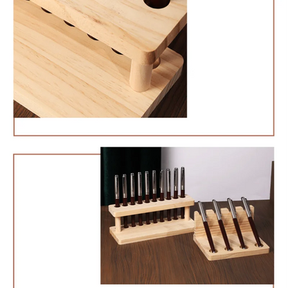 Walnut Wood Desk Organizer All-In-One Storage Built-In Phone Stand Warm Finish