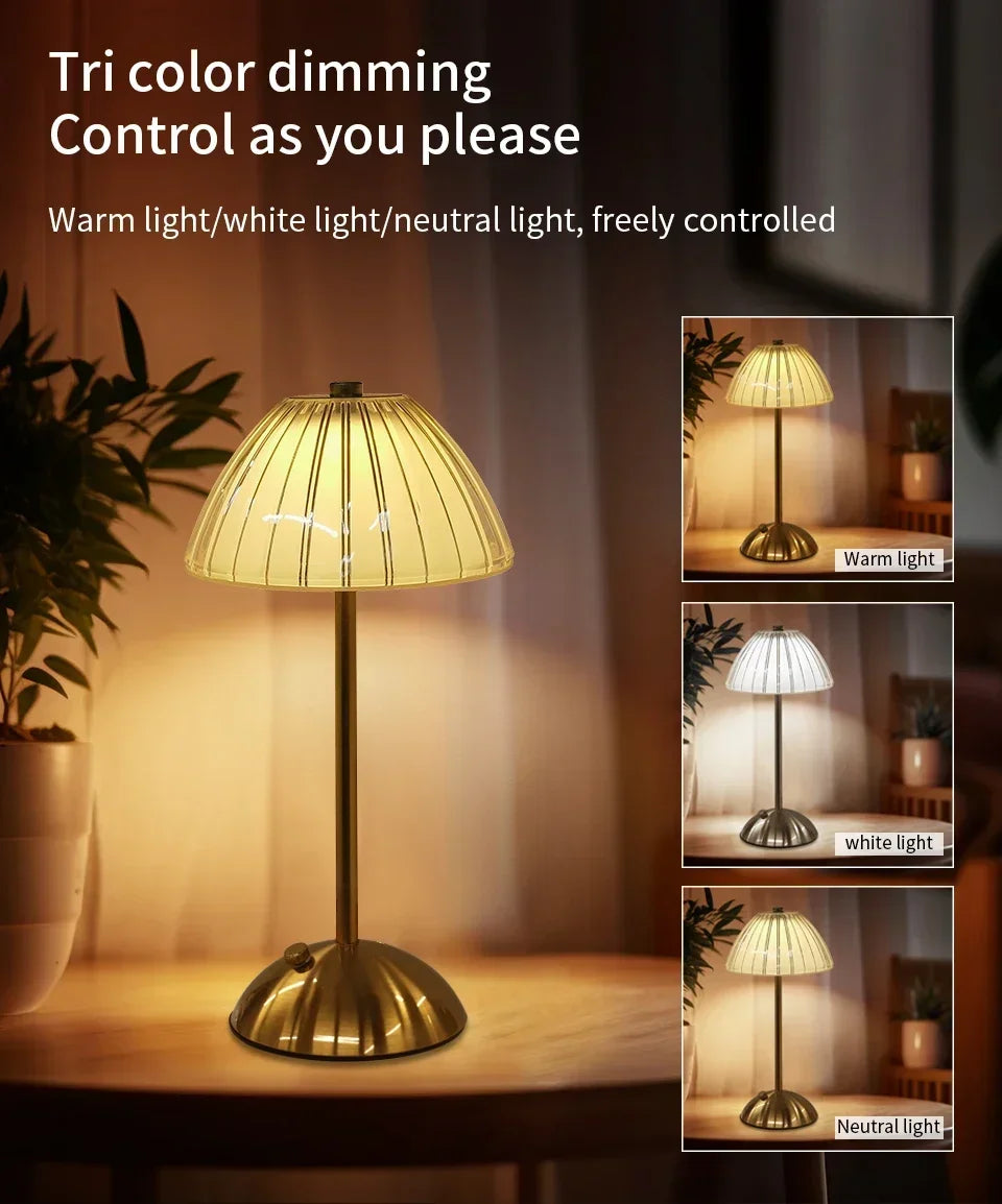 Crystal LED Table Lamp Touch Sensor Rechargeable Night Light Bedroom Bedside Bar Hotel Decor