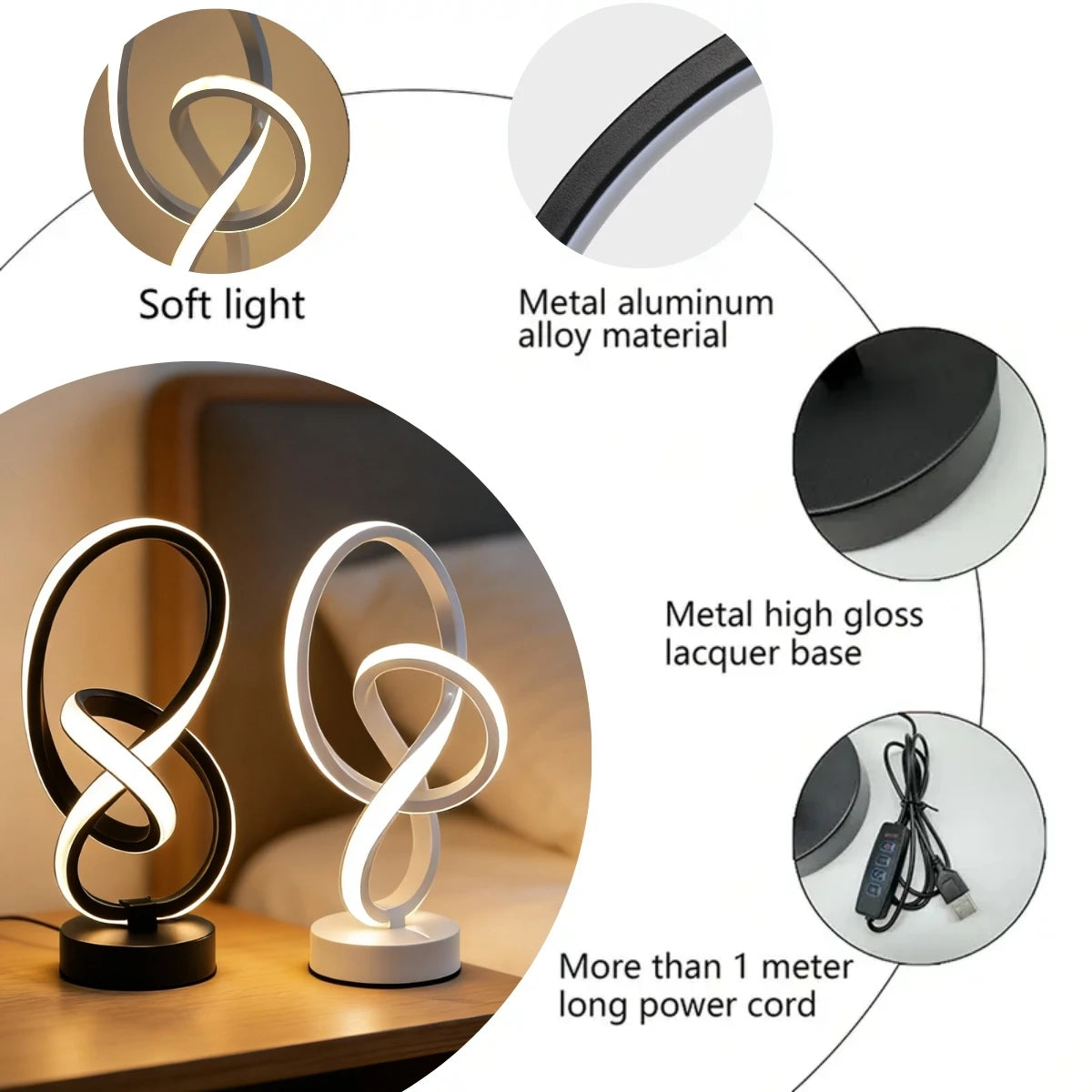 Creative Design Desk Lamp – 3 Colour Modes Adjustable Brightness