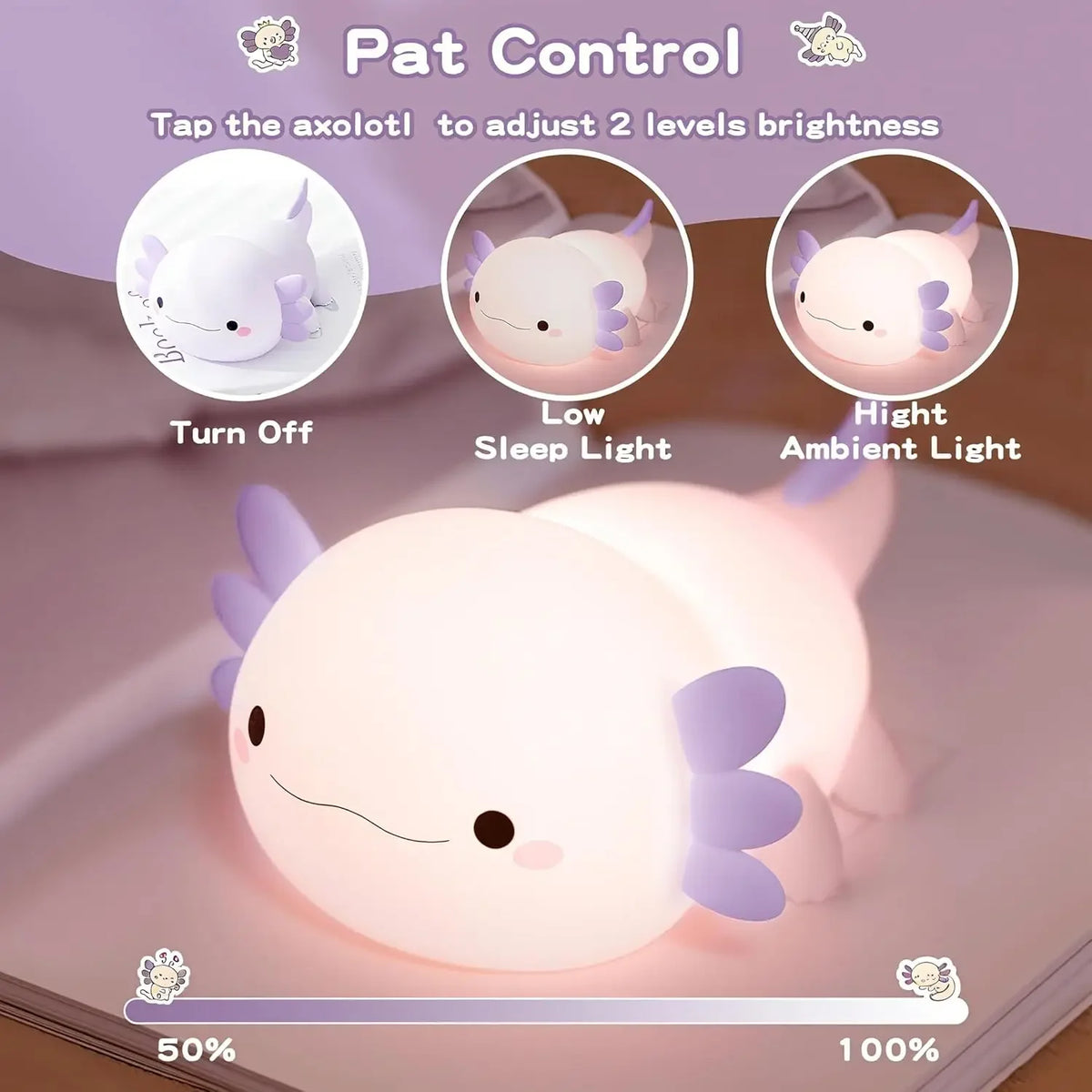 Axolotl Night Light Soft Silicone Squishy LED Lamp for Kids