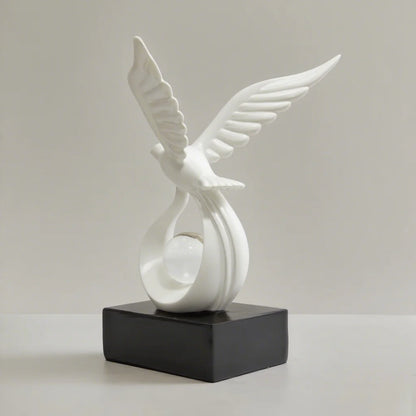 Eagle Crystal Ball Sculpture Modern Resin Statue Gold, White or Black