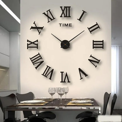 3D Acrylic Mirror Wall Clock Self-Adhesive DIY Large Round Layout Choice of Finishes