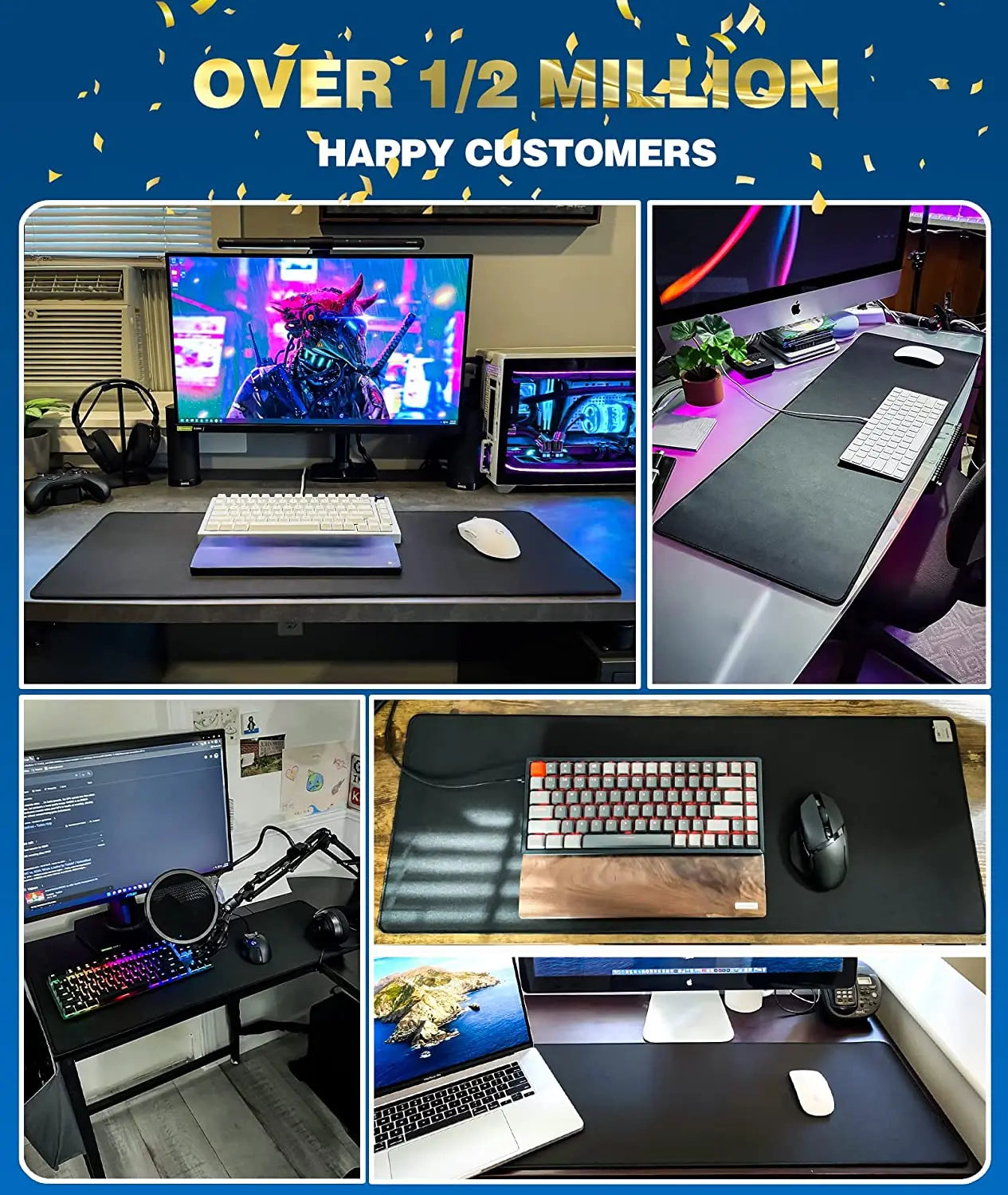 XXL Black Desk Mat – Extended Non-Slip Mouse Pad for Gaming & Office