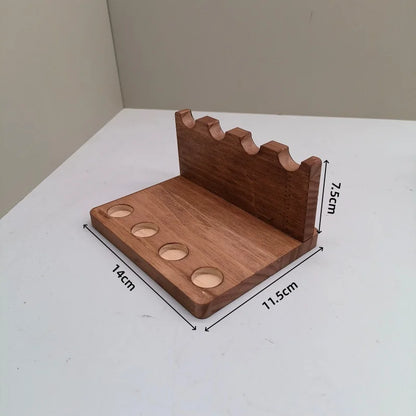 Walnut Wood Desk Organizer All-In-One Storage Built-In Phone Stand Warm Finish