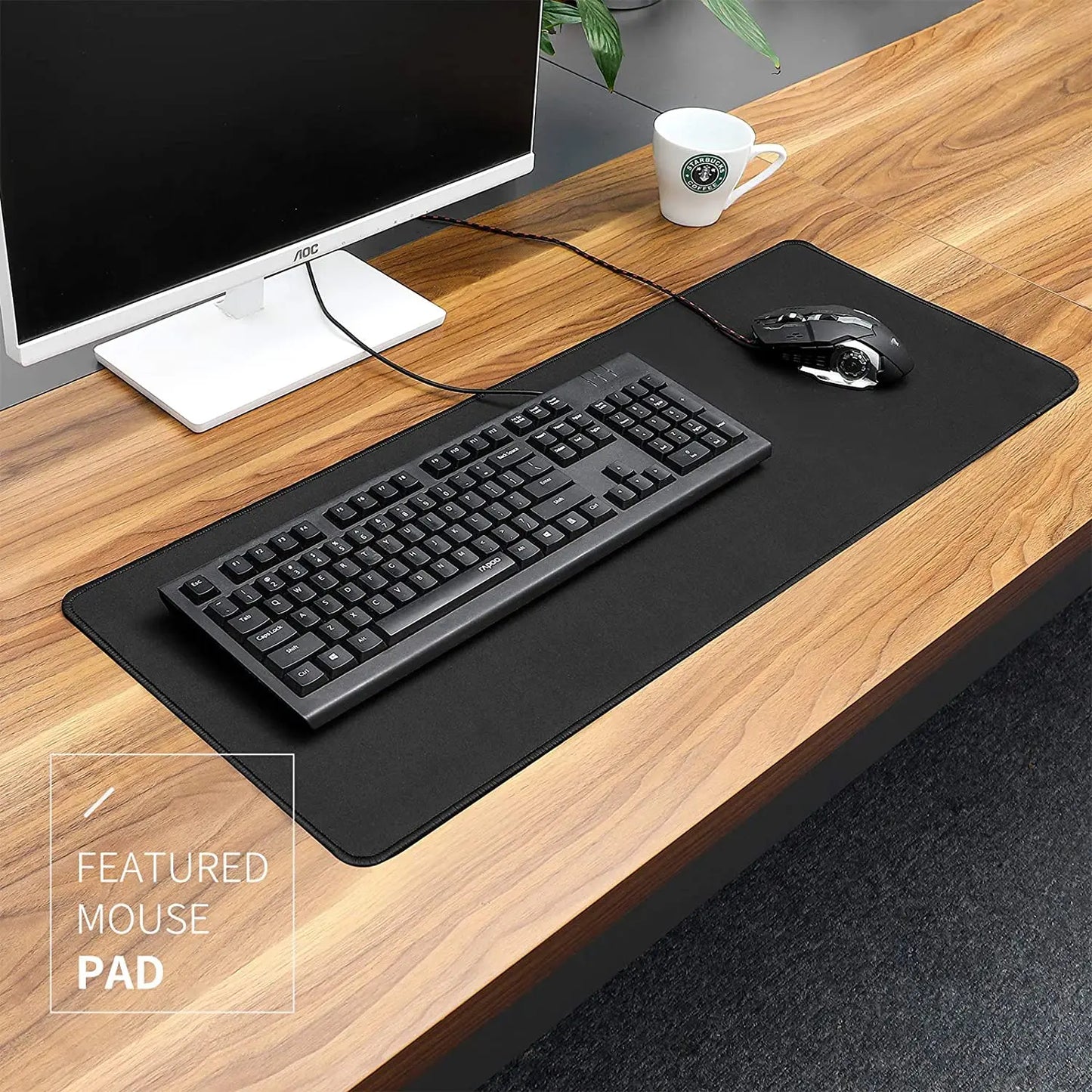 XXL Black Desk Mat – Extended Non-Slip Mouse Pad for Gaming & Office