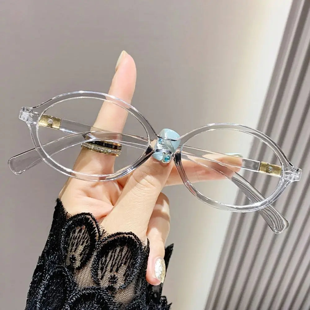 Y2K Retro Oval Frame Glasses Women Female Sweet Cool Eyewear Trend Reading Computer Anti Blue
