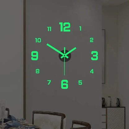 Luminous Digital Wall Sticker Clock Punch-Free Setup DIY European Style Silent Movement Acrylic