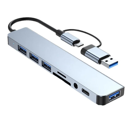 8-In-2 USB-C Hub Docking Station HDMI Laptop Accessories SD Card Reader 8 Ports in One Device