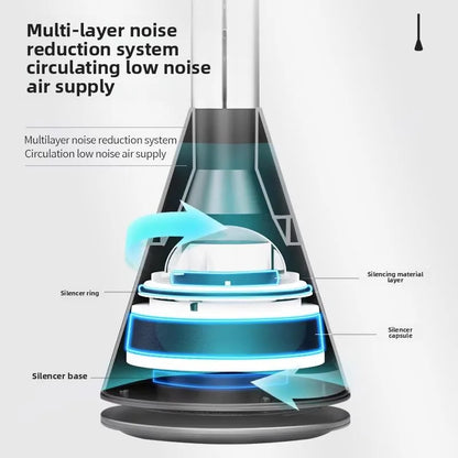 Bladeless Tower Fan 97cm Quiet Pedestal Fan with Remote & Timer Black or White