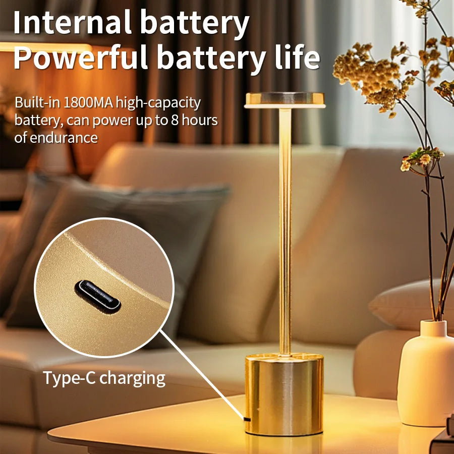 USB Rechargeable Desk Lamp – Touch Stepless Dimmer 3 Colour Modes