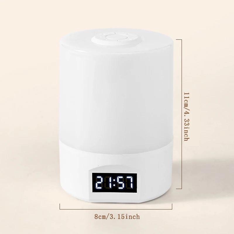 LED Desk Lamp with Clock – USB Rechargeable Touch Dimmer Bedside