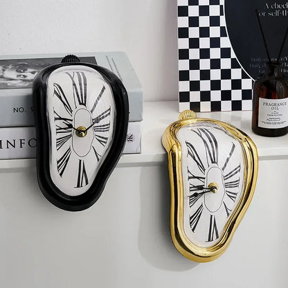 Surreal Melting Wall Clock Melted Design Silent Movement Flexible Placement