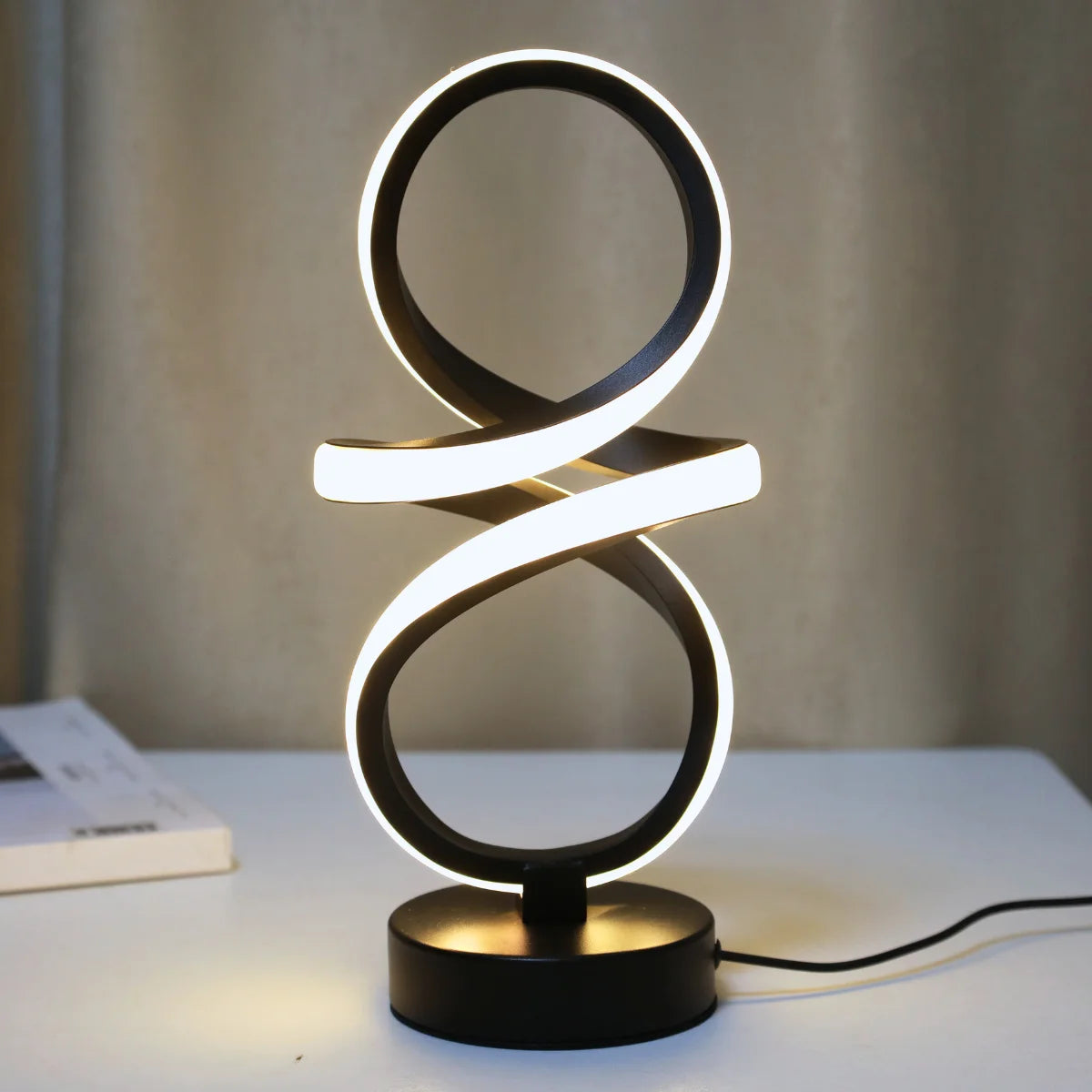 Spiral LED Table Lamp 3-Color USB Bedside Night Light