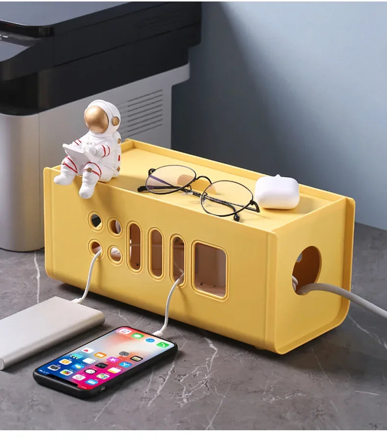 Cable Management Box Power Strip Organizer Desk Organiser Home Office Storage