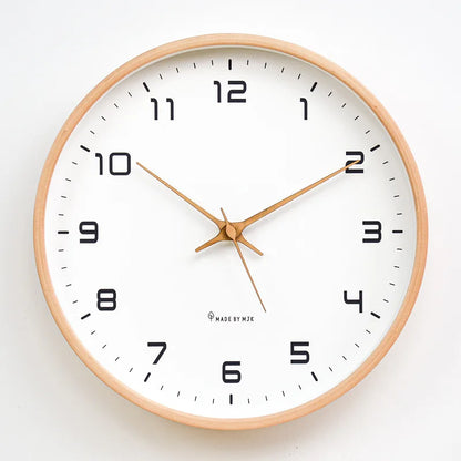 Nordic Scandinavian Solid Wood Wall Clock Silent Quartz Movement Three Size Options