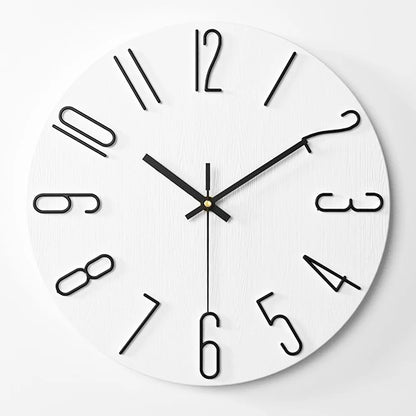 12 inch Minimalist Wall Clock 4mm 3D Numbers Silent Sweep Movement Perfect For Living Room Bedroom
