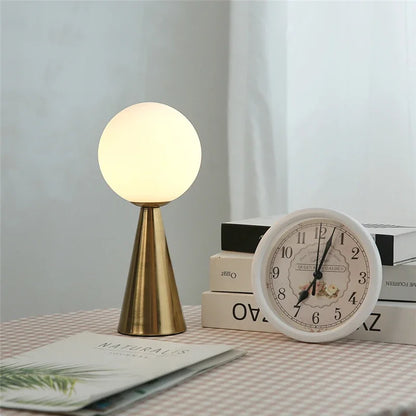 Glass Ball Table Lamps Gold Metal Cone Lights Living Room Beside Lamp Study Desk Book Light Art