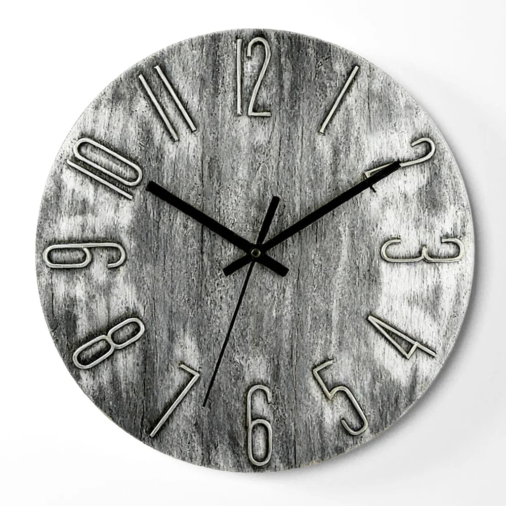 12 inch Minimalist Wall Clock 4mm 3D Numbers Silent Sweep Movement Perfect For Living Room Bedroom