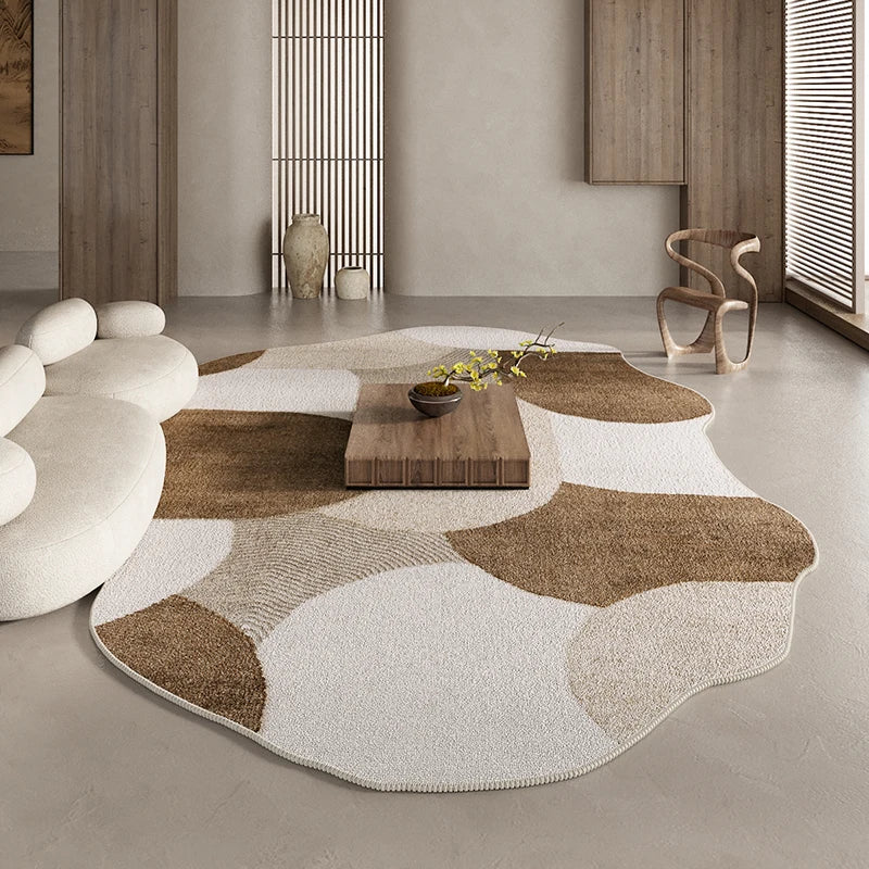 American Retro Brown Plush Area Rug Living Room
