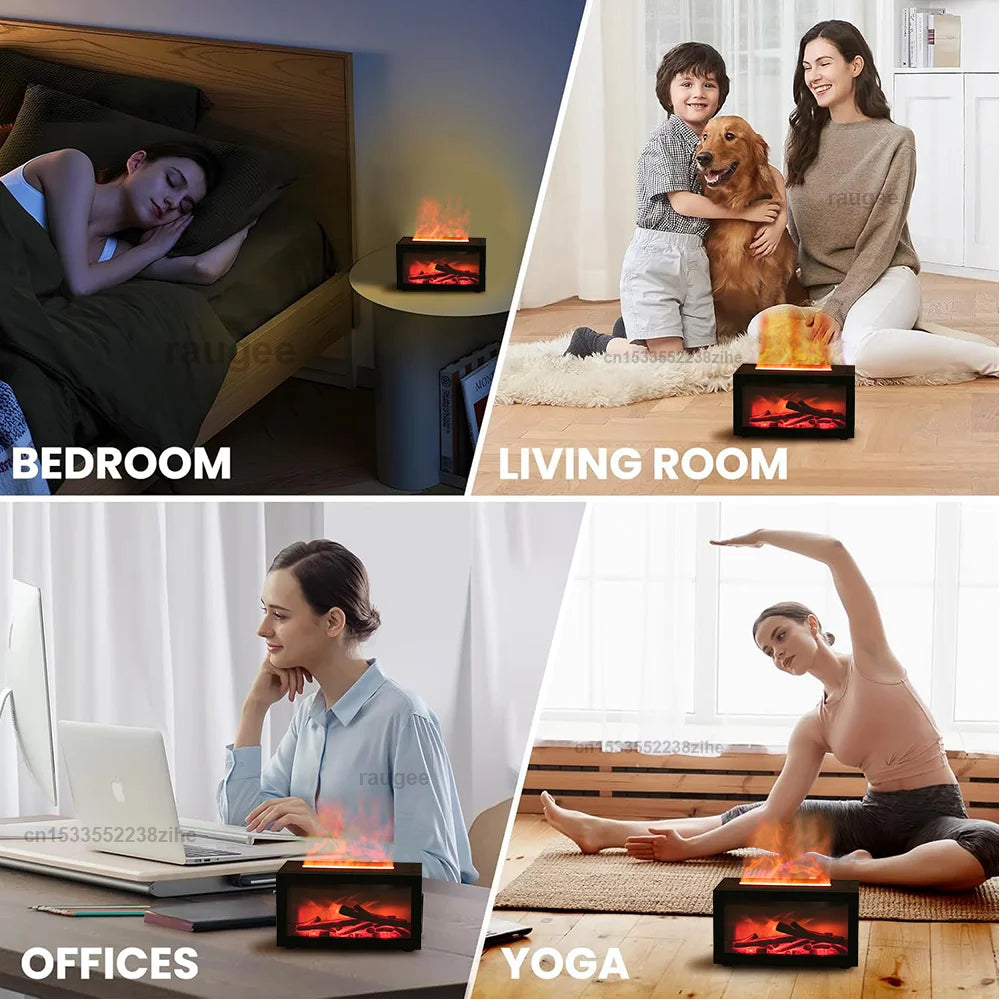 Fireplace Flame Aroma Diffuser – Desktop Aromatherapy Humidifier